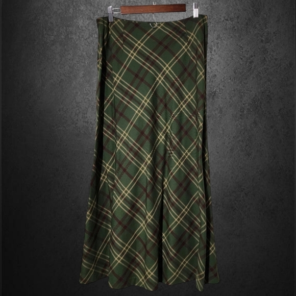Vintage green plaid Chadwicks tartan long maxi skirt - Picture 1 of 5